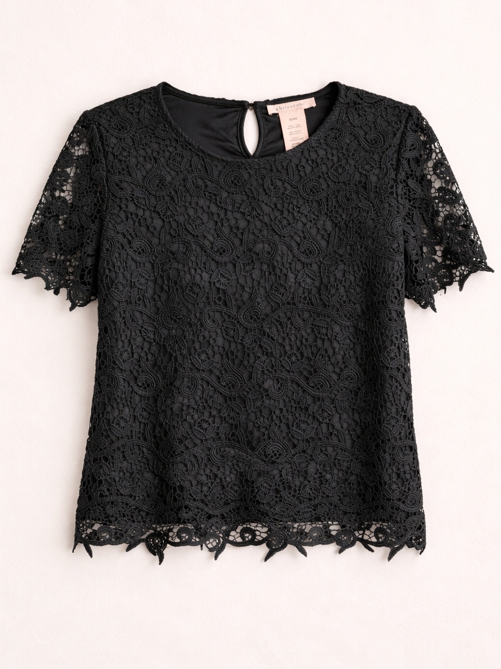 Philosophy Black Lace Top Scalloped Hem Romantic Goth
